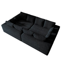 Sofás seccionales Matrix Nook | Sofás seccionales en forma de U de 4 piezas de pana negra de 4 plazas