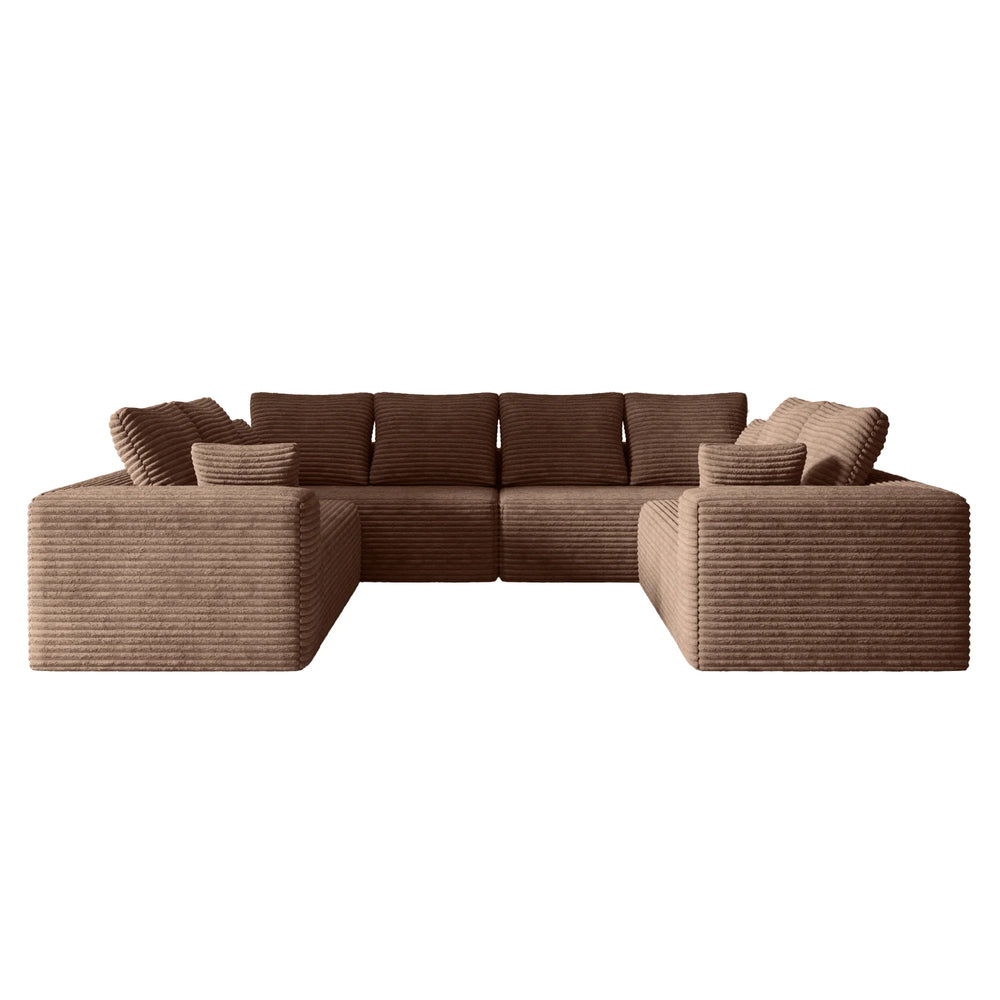 Sofás seccionales Matrix Nook | Sofás seccionales en forma de U de 4 piezas en pana marrón, 4 plazas