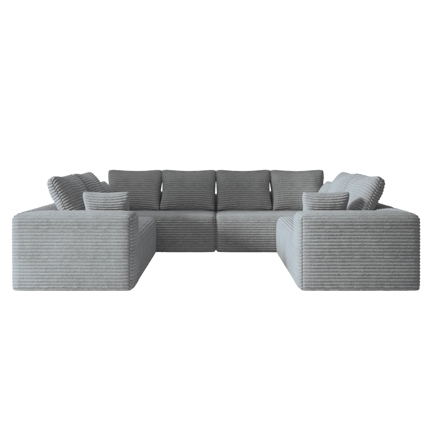 Sofás seccionales Matrix Nook | Sofás seccionales en forma de U de 4 piezas, de pana gris claro, de 4 plazas