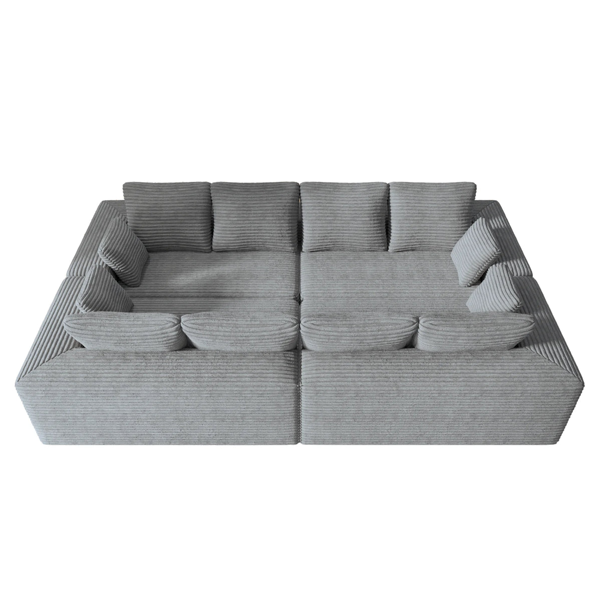 Matrix 8-Seater light-grey Modular U-Shaped Sectionals | 4-Piece, Corduroy Fabric, Spacious Design