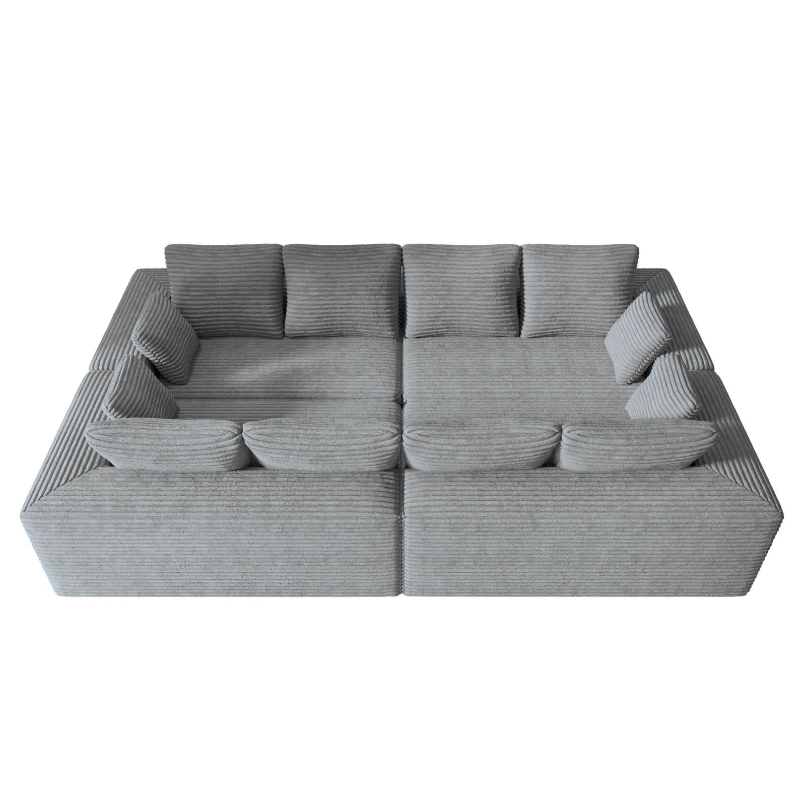 Matrix 8-Seater light-grey Modular U-Shaped Sectionals | 4-Piece, Corduroy Fabric, Spacious Design