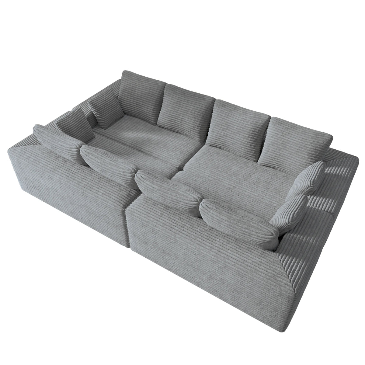 Matrix 8-Seater light-grey Modular U-Shaped Sectionals | 4-Piece, Corduroy Fabric, Spacious Design