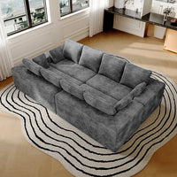 Sofás seccionales Matrix Nook | Sofás seccionales en forma de U de 4 piezas, de pana gris claro, de 4 plazas