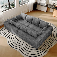 Sofás seccionales Matrix Nook | Sofás seccionales en forma de U de 4 piezas, de pana gris claro, de 4 plazas