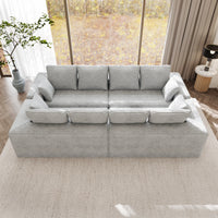 Sofás seccionales Matrix Nook | Sofás seccionales en forma de U de 4 piezas, de pana gris claro, de 4 plazas