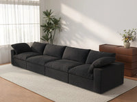 4 Piece Cotton and Linen Black Couch Sectionals 160 Storage Ottoman 4 Seater_3