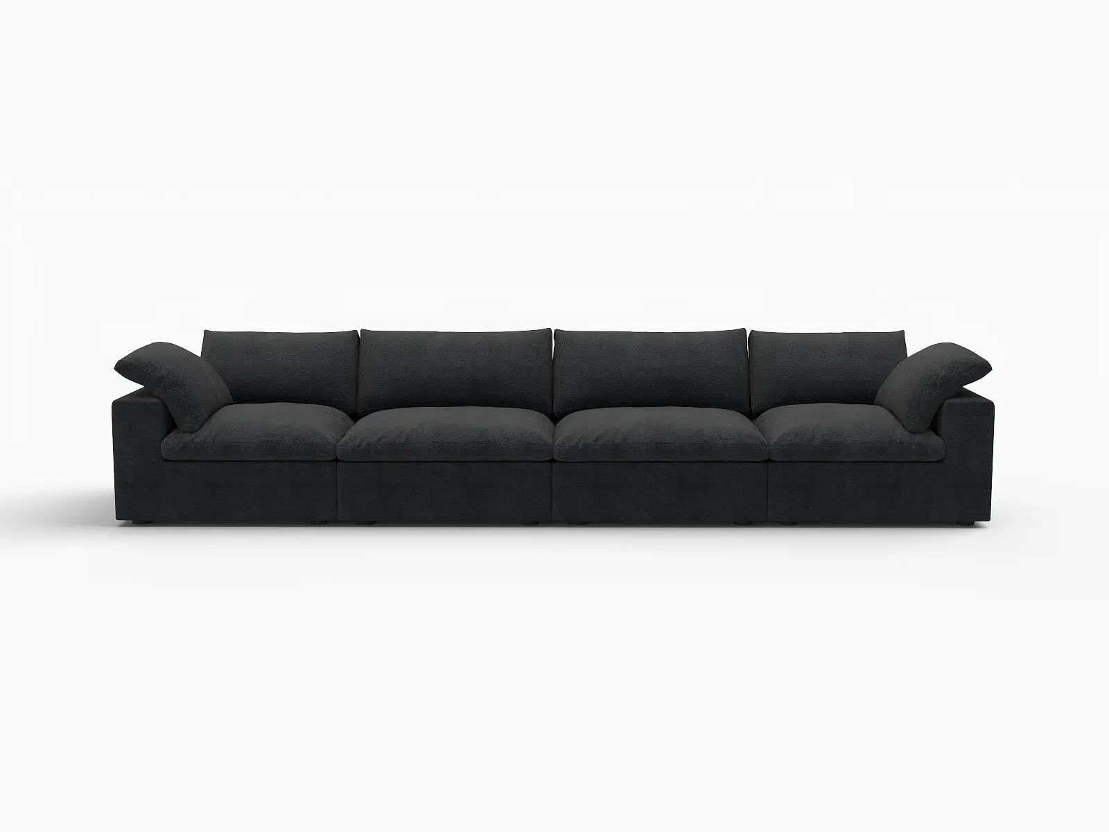 4 Piece Cotton and Linen Black Couch Sectionals 160 Storage Ottoman 4 Seater_4