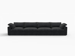 Deluxe Premium Cloud Sectional Sofas Covers | Premium Cloud Cotton and Linen Black 4-Seater Covers