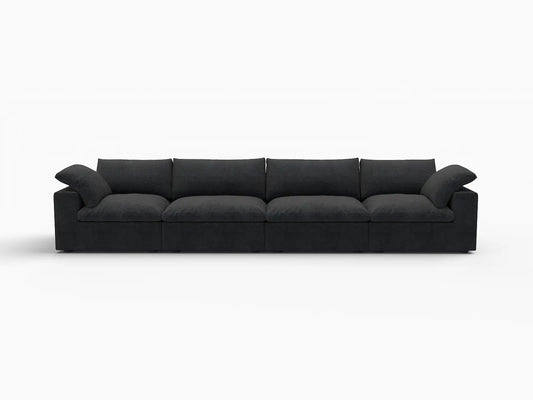 Deluxe Premium Cloud Sectional Sofas Covers | Premium Cloud Cotton and Linen Black 4-Seater Covers