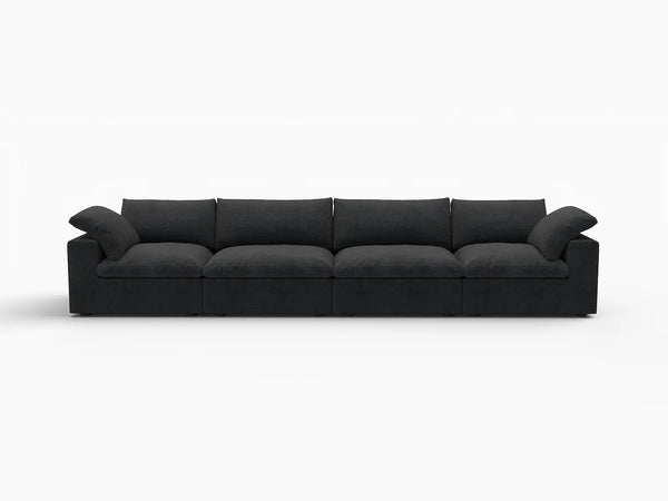 Deluxe Premium Cloud Sectional Sofas Covers | Premium Cloud Cotton and Linen Black 4-Seater Covers
