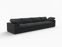4 Piece Cotton and Linen Black Couch Sectionals 160 Storage Ottoman 4 Seater_5