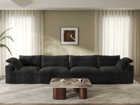 4 Piece Cotton and Linen Black Couch Sectionals 160 Storage Ottoman 4 Seater_7