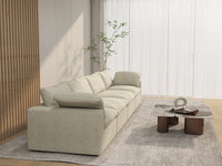 4 Piece Cotton and Linen Khaki Couch Sectionals 160 Storage Ottoman 4 Seater_1