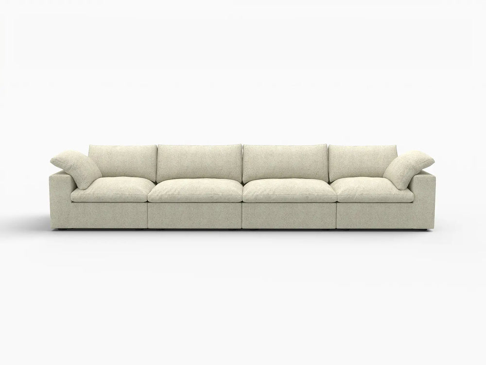 4 Piece Cotton and Linen Khaki Couch Sectionals 160 Storage Ottoman 4 Seater_4