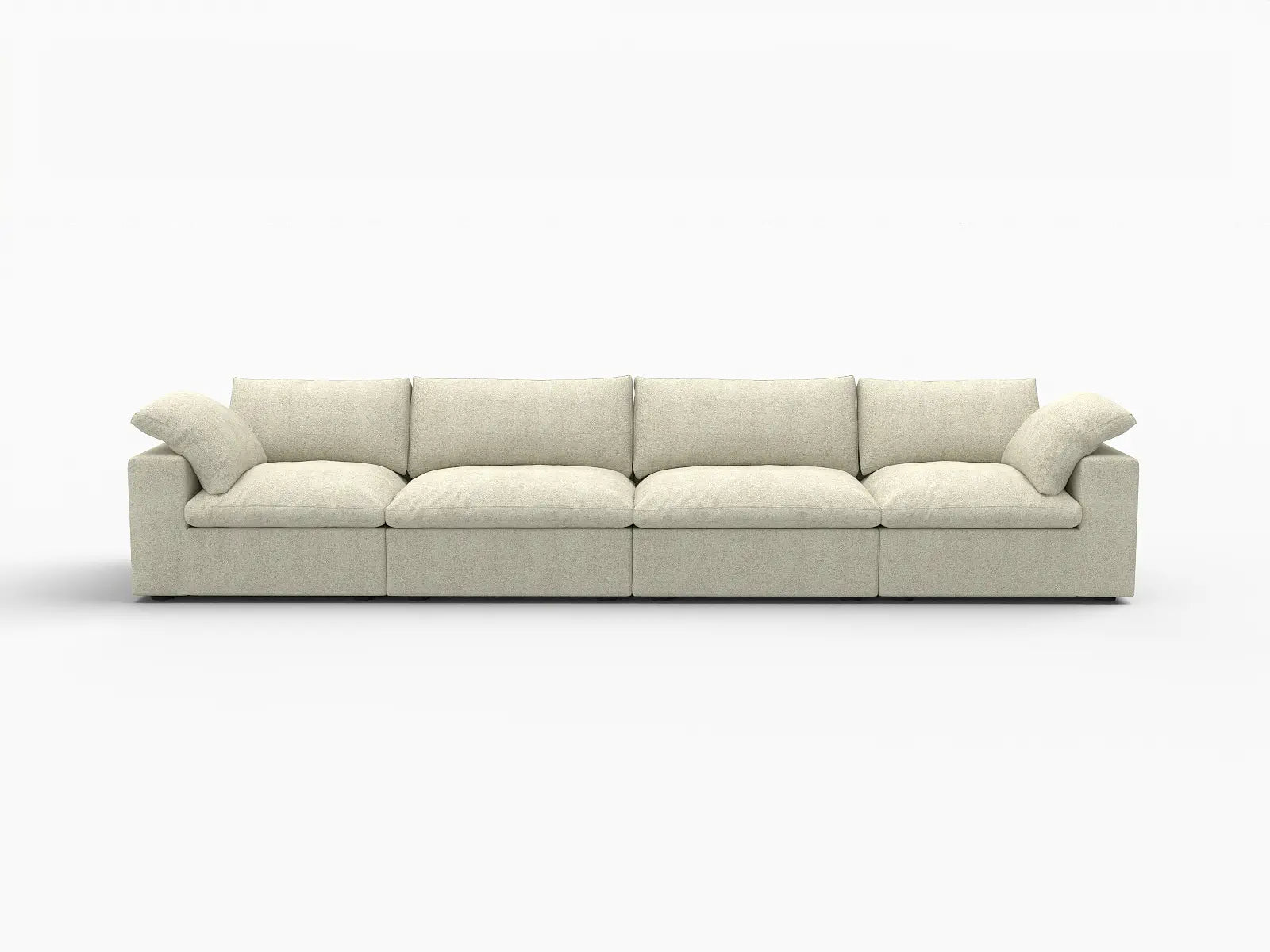 4 Piece Cotton and Linen Khaki Couch Sectionals 160 Storage Ottoman 4 Seater_4