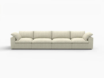 Deluxe Premium Cloud Sectional Sofas Covers | Khaki Cotton and Linen Sofa Cover for 4-Seater