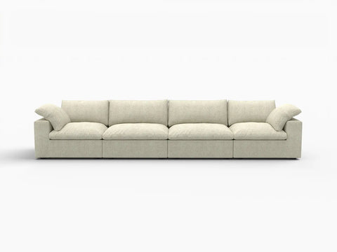 Deluxe Premium Cloud Sectional Sofas Covers | Khaki Cotton and Linen Sofa Cover for 4-Seater