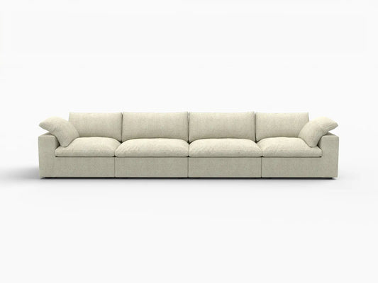 Deluxe Premium Cloud Sectional Sofas Covers | Khaki Cotton and Linen Sofa Cover for 4-Seater