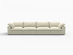 Fundas de sofá seccional Deluxe Premium Cloud | Funda de sofá de algodón y lino color caqui para 4 plazas