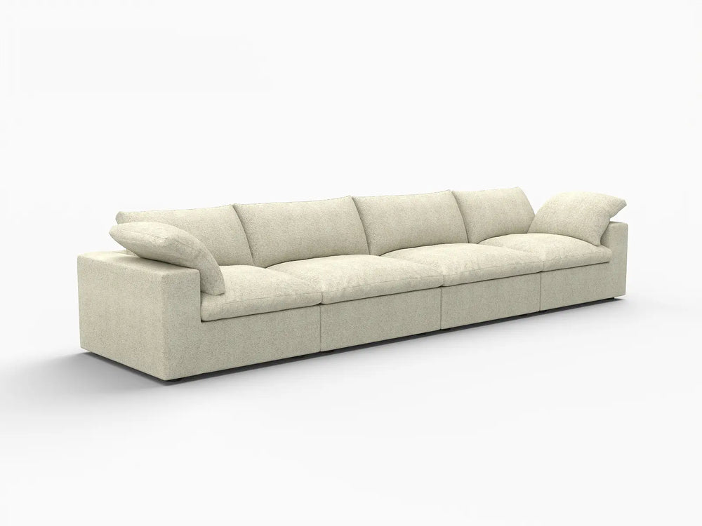 4 Piece Cotton and Linen Khaki Couch Sectionals 160 Storage Ottoman 4 Seater_5