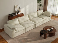 4 Piece Cotton and Linen Khaki Couch Sectionals 160 Storage Ottoman 4 Seater_6