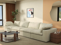 4 Piece Cotton and Linen Khaki Couch Sectionals 160 Storage Ottoman 4 Seater_8