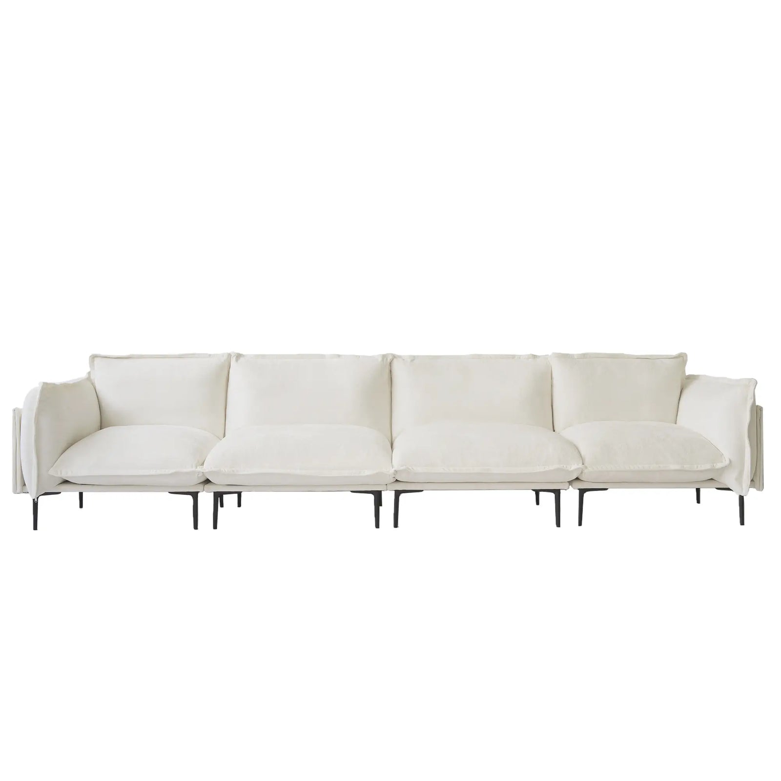 Sofá modular seccional Deluxe Cloud de 4 plazas color beige | 4 piezas, tela de terciopelo, gran capacidad