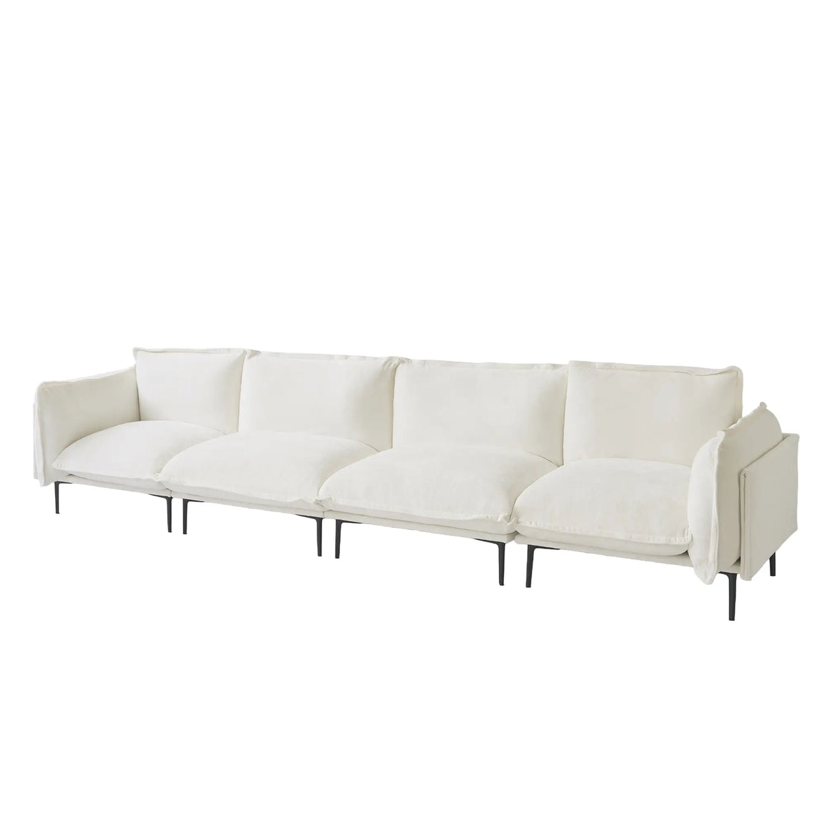 Sofá modular seccional Deluxe Cloud de 4 plazas color beige | 4 piezas, tela de terciopelo, gran capacidad