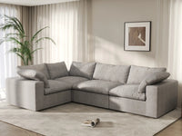 Deluxe Cloud 4-Seater Light Grey Large Space L-Shaped Sectional | 4-Piece, Cotton And Linen Fabric, Easy To Clean