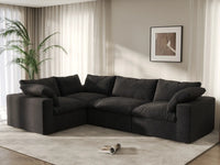 Deluxe Premium Cloud Sectional Sofa Covers | Black Cotton and Linen Sofa Cover for 4-Seater