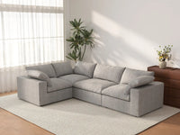 Deluxe Cloud 4-Seater Light Grey Large Space L-Shaped Sectional | 4-Piece, Cotton And Linen Fabric, Easy To Clean