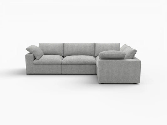 Deluxe Premium Cloud Sectional Sofa Covers | Light Grey Cotton and Linen Sofa Cover for 4-Seater