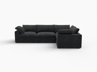 Deluxe Premium Cloud Sectional Sofa Covers | Black Cotton and Linen Sofa Cover for 4-Seater