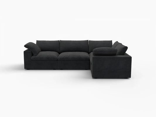 Deluxe Premium Cloud Sectional Sofa Covers | Black Cotton and Linen Sofa Cover for 4-Seater