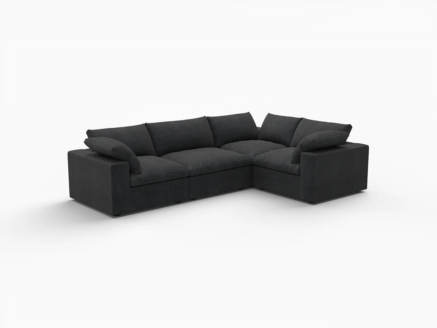 Deluxe Premium Cloud Sectional Sofa Covers | Black Cotton and Linen Sofa Cover for 4-Seater