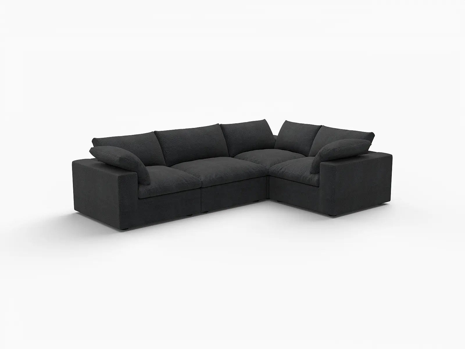 Deluxe Premium Cloud Sectional Sofa Covers | Black Cotton and Linen Sofa Cover for 4-Seater
