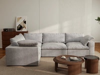 Deluxe Premium Cloud Sectional Sofa Covers | Light Grey Cotton and Linen Sofa Cover for 4-Seater