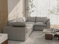 Deluxe Cloud 4-Seater Light Grey Large Space L-Shaped Sectional | 4-Piece, Cotton And Linen Fabric, Easy To Clean