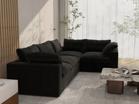 Deluxe Cloud 4-Seater Black Large Space L-Shaped Sectional | 4-Piece, Cotton And Linen Fabric, Easy To Clean