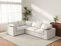 Deluxe Cloud 4-Seater White L-Shaped Sectional | 4-Piece, Cotton And Linen Fabric, Washable Cushion Covers