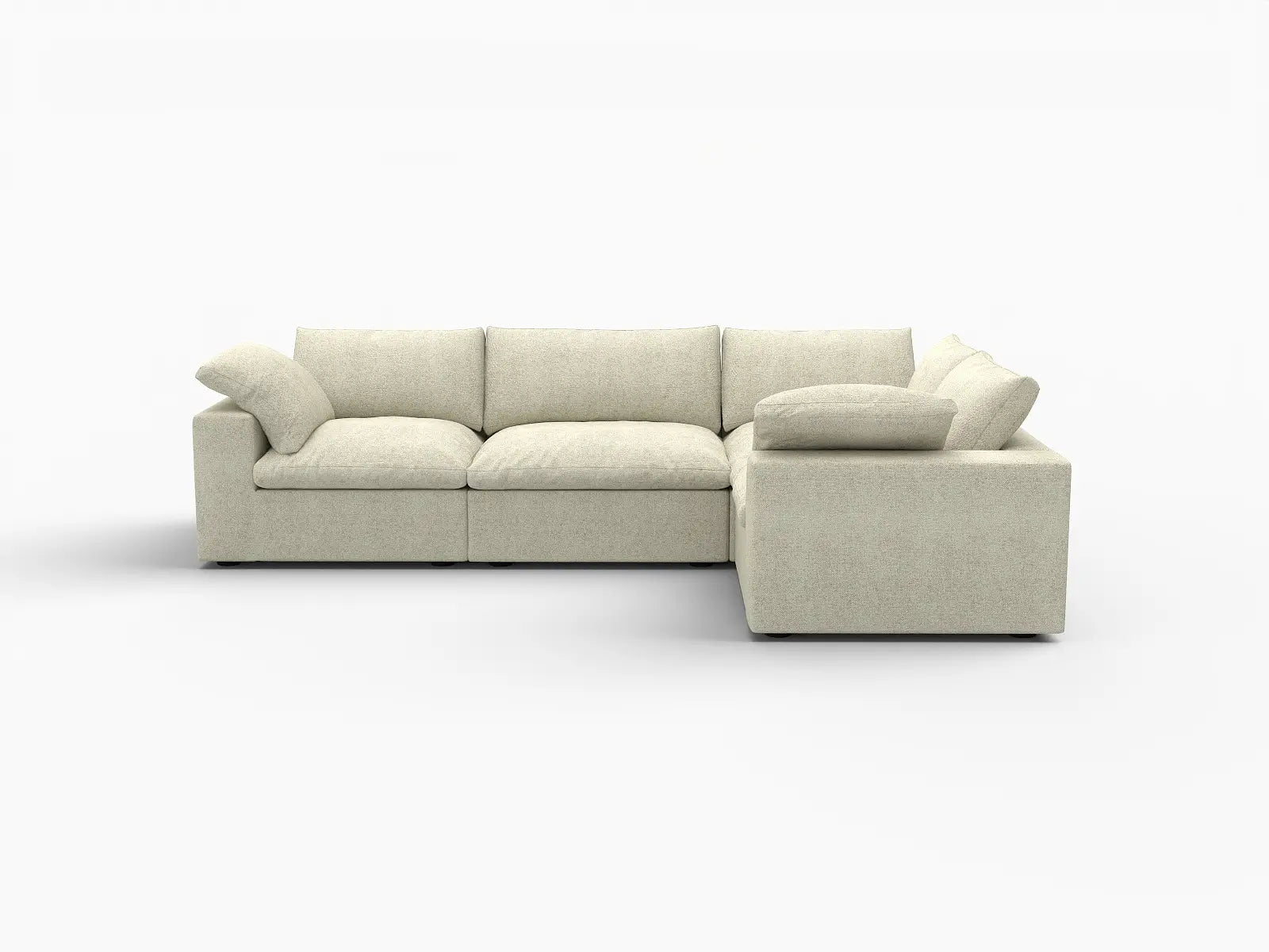 Deluxe Premium Cloud Sectional Sofa Covers | Khaki Cotton and Linen Sofa Cover for 4-Seater