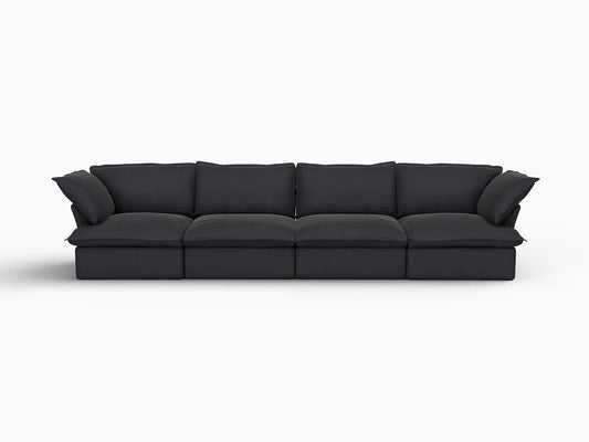 Deluxe Linen Cloud Sectional Sofas Covers | Black Linen Cotton Sofa Cover for 4-Seater
