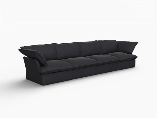 Deluxe Linen Cloud Sectional Sofas Covers | Black Linen Cotton Sofa Cover for 4-Seater