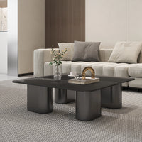 Zenith Glass Coffee Table | 40" Gray Square With 4 Legs