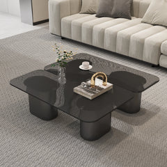 Zenith Glass Coffee Table | 40" Gray Square With 4 Legs