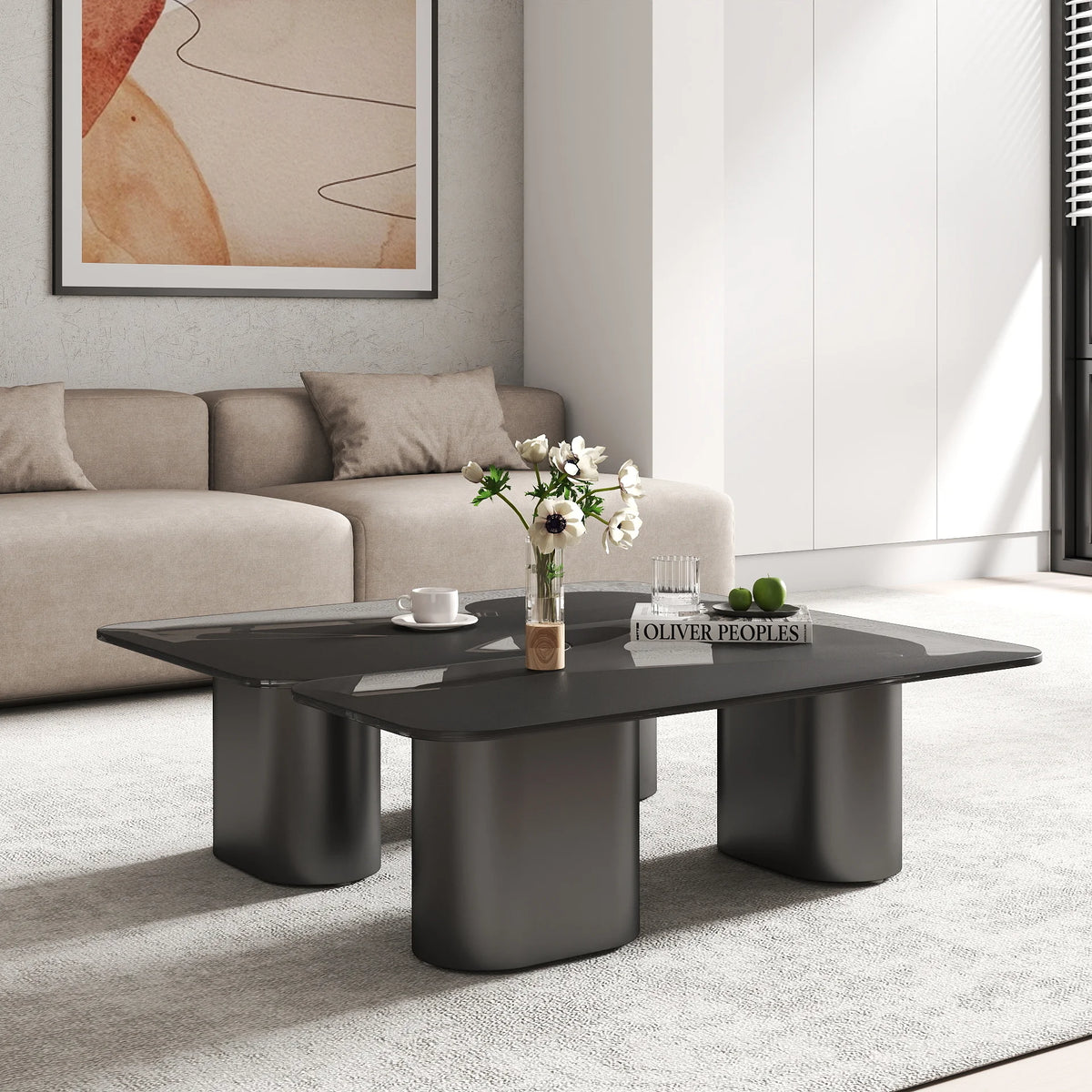 Zenith Glass Coffee Table | 40" Gray Square With 4 Legs