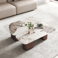 Aero Sintered Stone Coffee Table | 40" White Square With 4 Legs