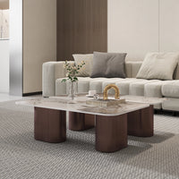 Aero Sintered Stone Coffee Table | 40" White Square With 4 Legs