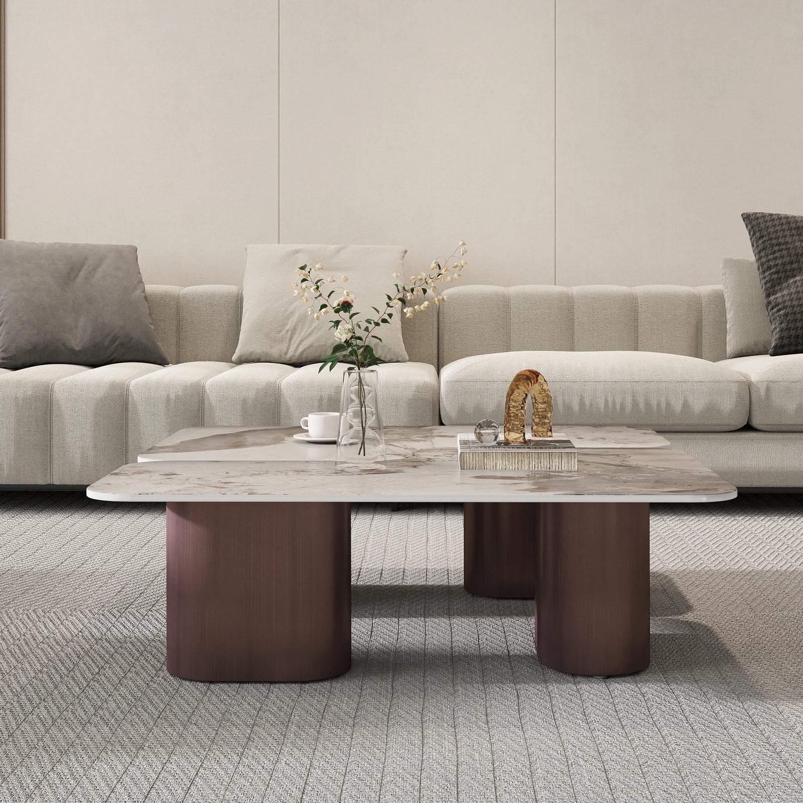 Aero Sintered Stone Coffee Table | 40" White Square With 4 Legs