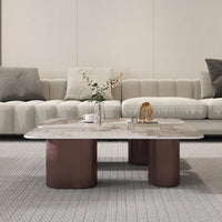 Aero Sintered Stone Coffee Table | 40" White Square With 4 Legs